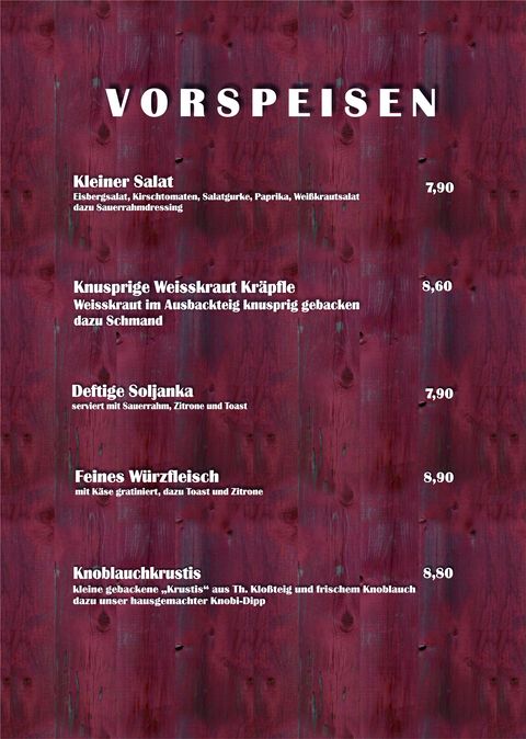 Originalkarte September 2026 – Vorspeisen